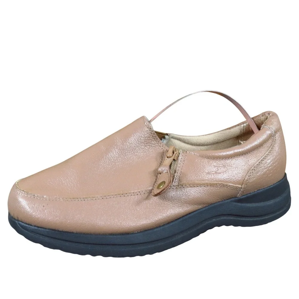 Dr. Scholl's Casual Women Shoe Size 7.5 Walking‎ Comfort Tan Pebbled Leather